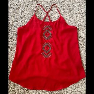 Red spaghetti strap top
